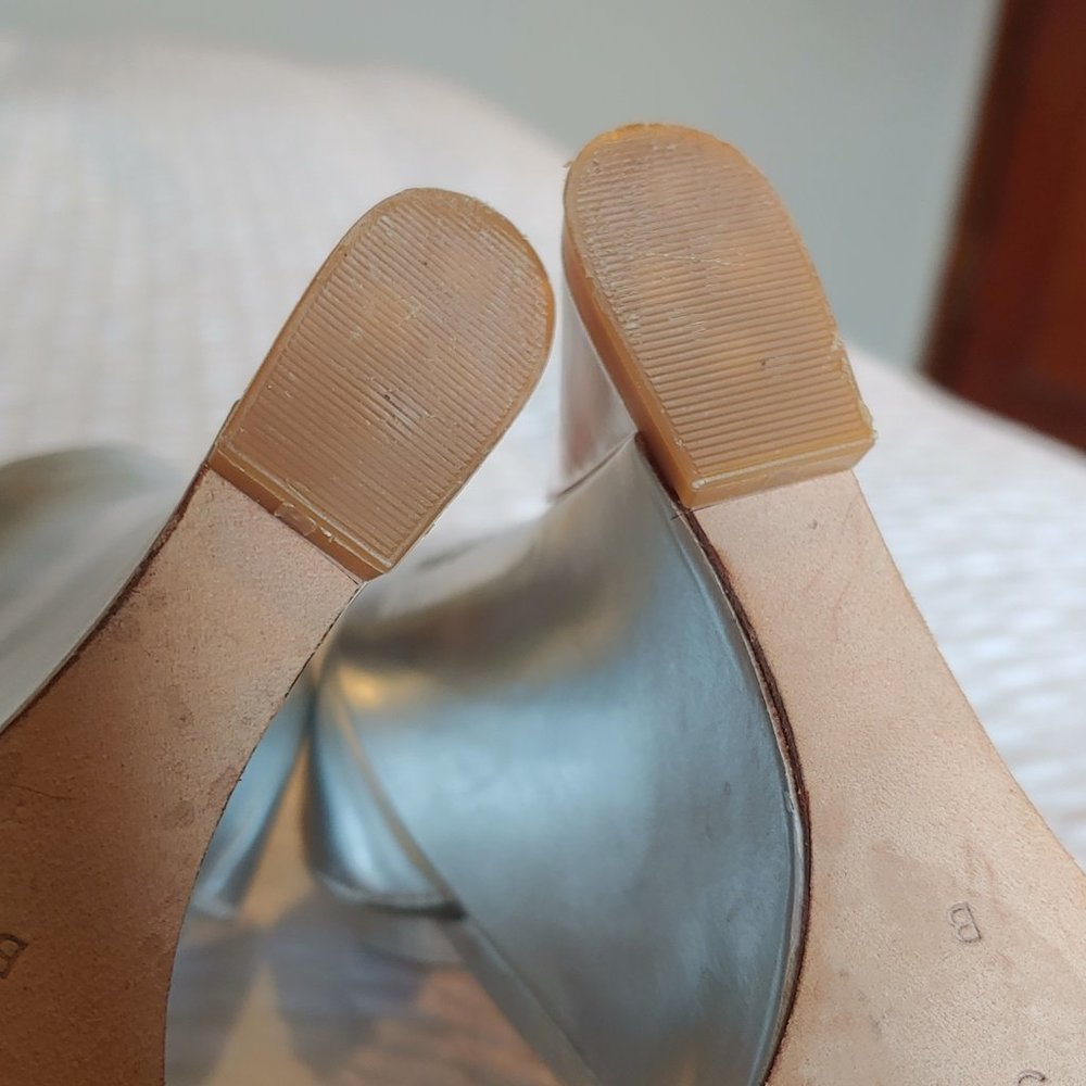 Sigerson Morrison Lucite clear heel wedge sandals sz 9 - Picture 8 of 14
